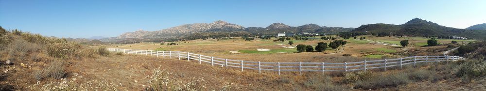 Panorama at the hashpoint looking eastwards over the golf course towards Barona Casino