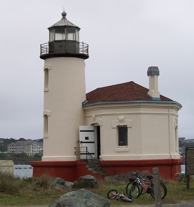 Coos County's iconic Coquille River Lighthouse, north of Bandon in Bullards Beach State Park.